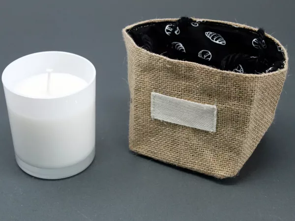 Natural Jute Cotton Gift Bag - Black Lining - Medium - Image 2