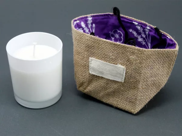 Natural Jute Cotton Gift Bag - Lavender Lining - Medium - Image 2