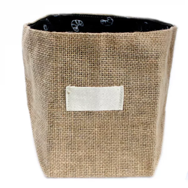 Natural Jute Cotton Gift Bag - Black Lining - Large - Image 3