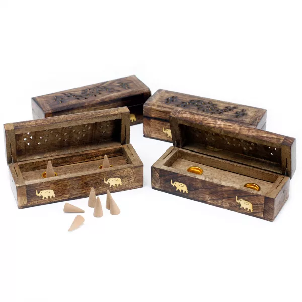 Incense Cone Smoke Box 6\" - Mango Wood - Image 2