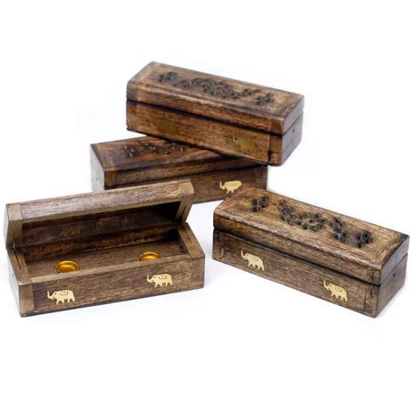 Incense Cone Smoke Box 6\" - Mango Wood