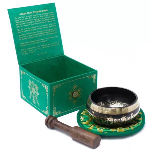 Green Tara Singing Bowl Set 10cm (min 380gm) - Image 2