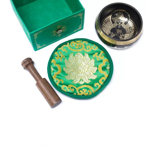 Green Tara Singing Bowl Set 10cm (min 380gm) - Image 4