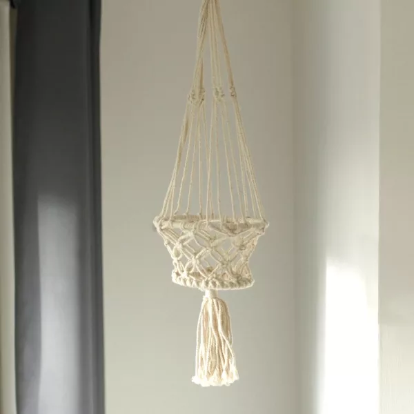 Macrame Pot Holder - Single Small Pot - Image 2