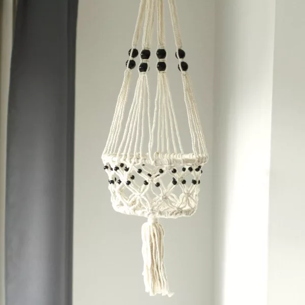 Macrame Pot Holder - Lrg Single Beaded - Image 2