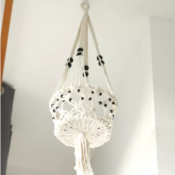 Macrame Pot Holder - Lrg Single Beaded - Image 3