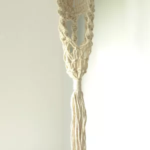 Macrame Pot Holder – Long With Ratten Hoop