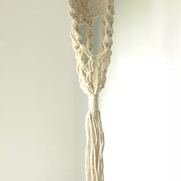 Macrame Pot Holder - Long With Ratten Hoop - Image 2