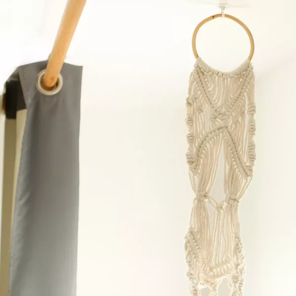 Macrame Pot Holder - Long With Ratten Hoop - Image 4