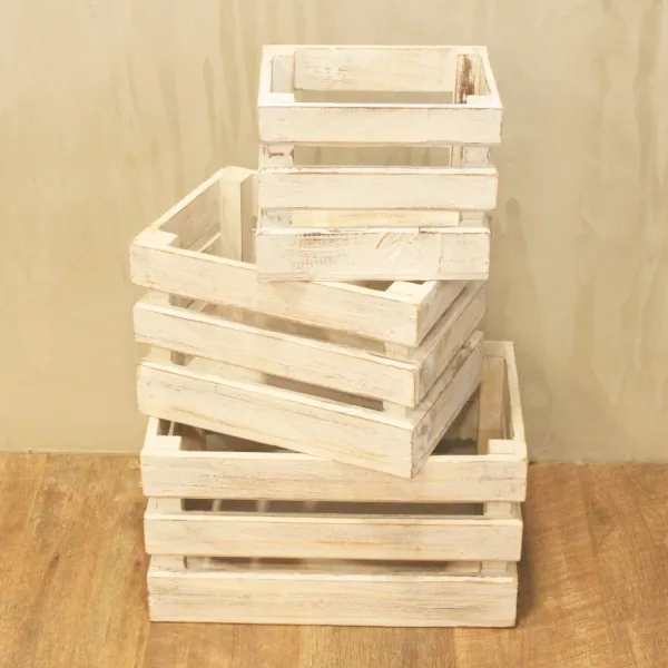 Fruit Box set of 3 - Whitewash - Image 2