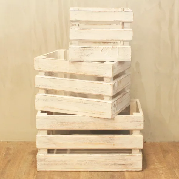 Fruit Box set of 3 - Whitewash - Image 3