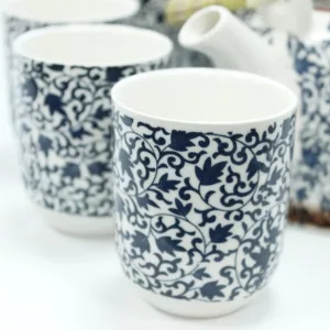 Herbal Teapot Set – Blue Pattern
