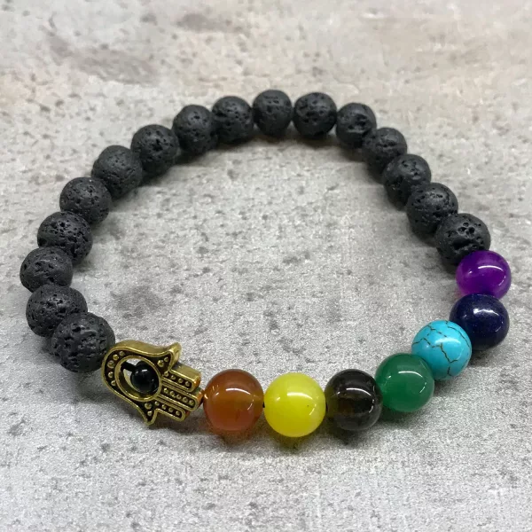 Lava Stone Bracelet - Hamsa Chakra - Image 2