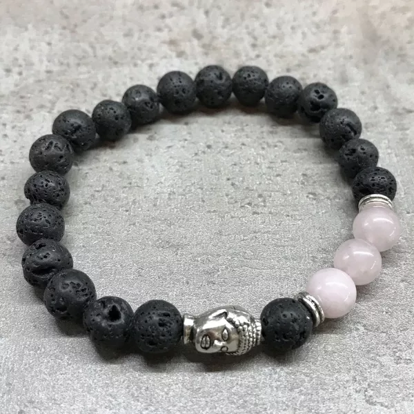 Lava Stone Bracelet - Buddha Rose Quartz - Image 2