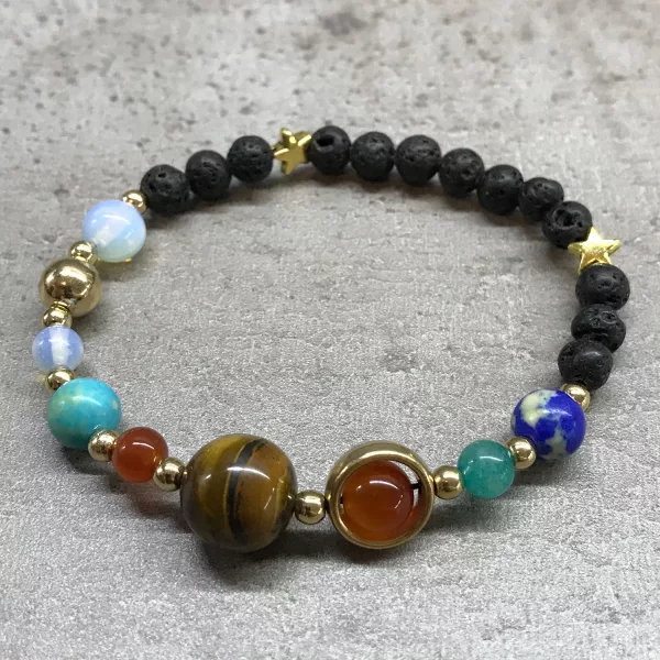 Lava Stone Bracelet - Gold Solar System - Image 2