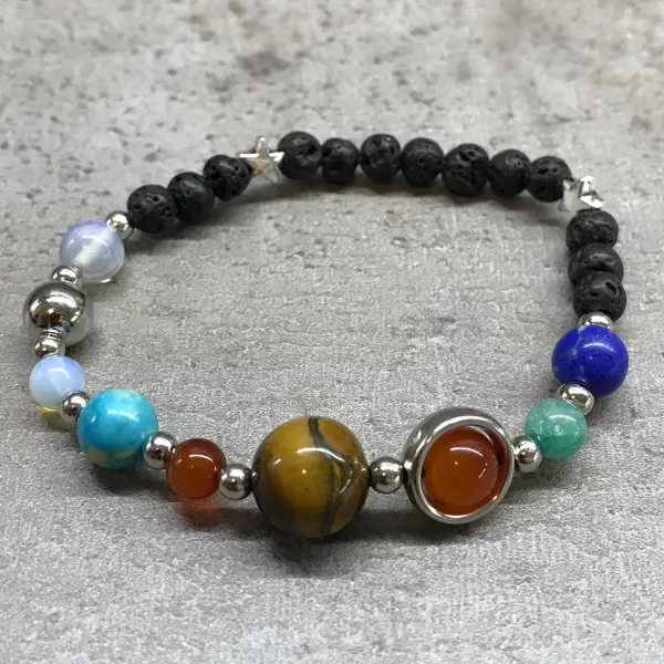 Lava Stone Bracelet - Silver Solar System - Image 2