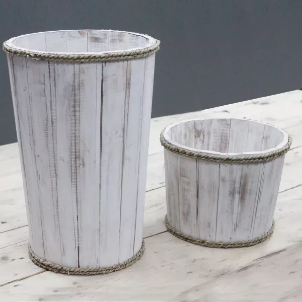 Lrg Nautical Display Tub - Whitewash 45x32cm - Image 3