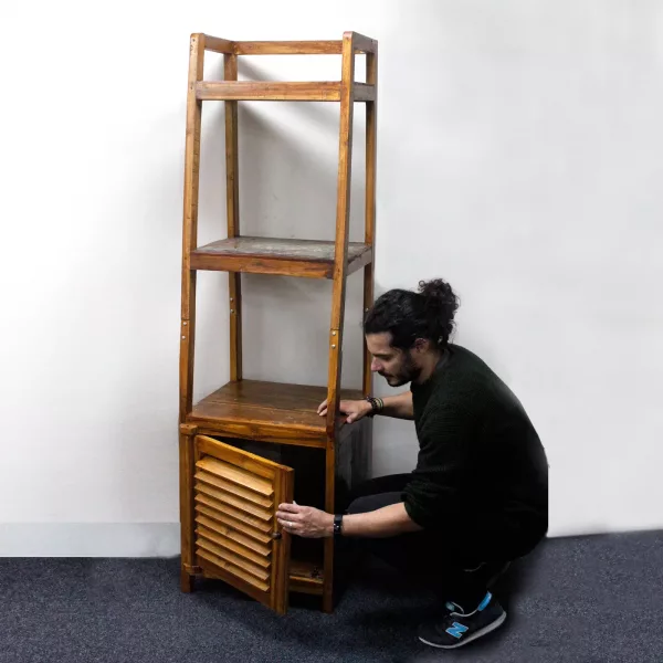 Recycled Teak-wood Open Shelf Display - Image 4