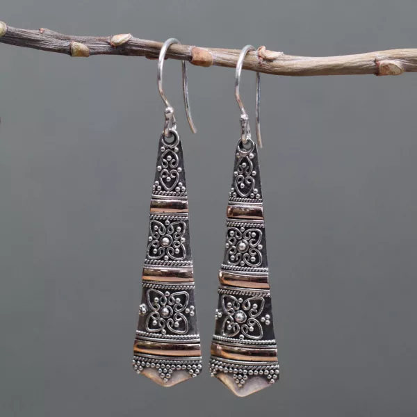Silver & Gold Earring - Tribal Drops - Image 3