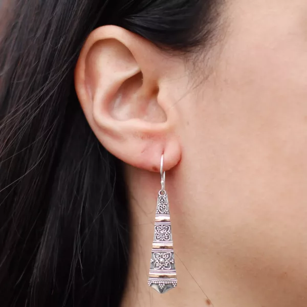 Silver & Gold Earring - Tribal Drops - Image 4