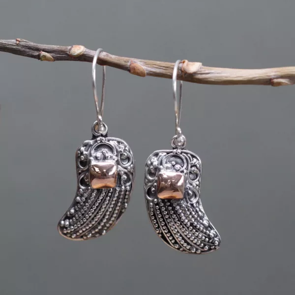 Silver & Gold Earring - Angel Wings - Image 2