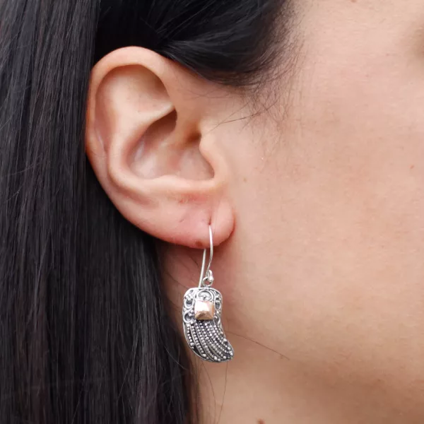 Silver & Gold Earring - Angel Wings - Image 3