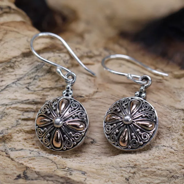 Silver & Gold Earring - Classic Round - Image 2