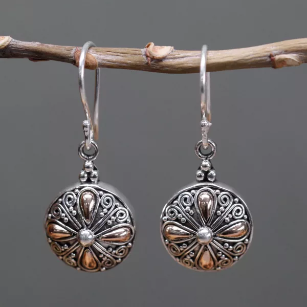 Silver & Gold Earring - Classic Round - Image 3