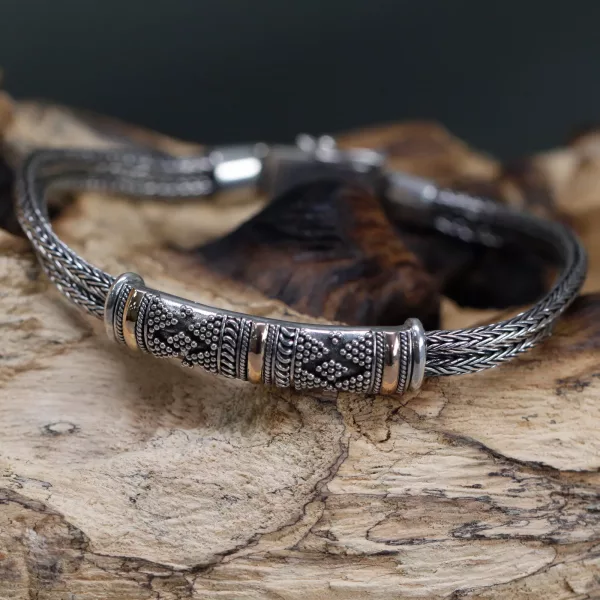 Silver & Gold Bracelet - Unisex Single Chain - Image 2