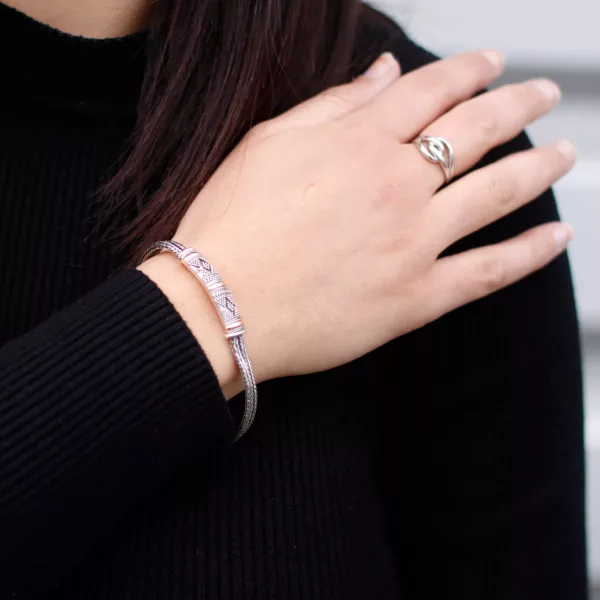 Silver & Gold Bracelet - Unisex Single Chain - Image 4