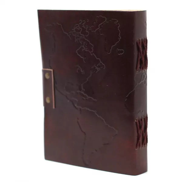 Leather World Map & Stitching Notebook (7x5\") - Image 4