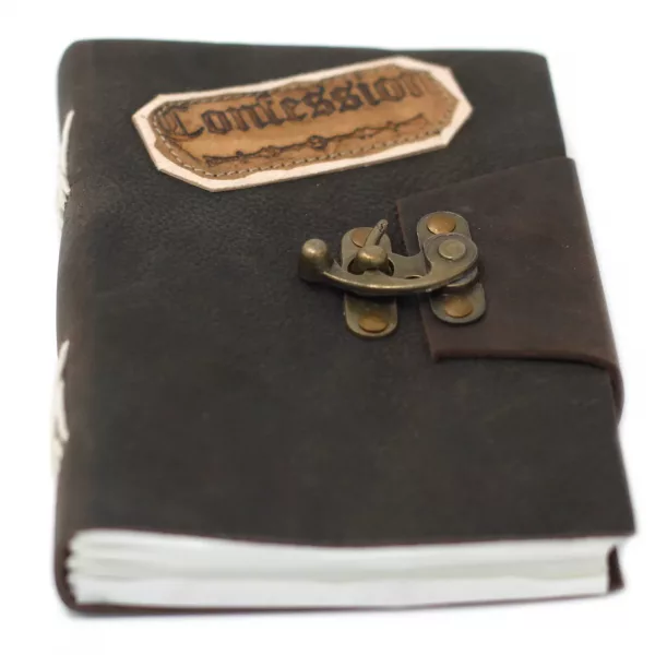 Leather Black Confessions with Lock Notebook (7x5\") - Image 2