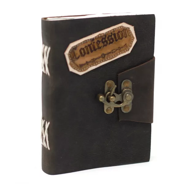 Leather Black Confessions with Lock Notebook (7x5\") - Image 4