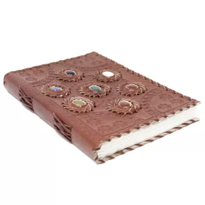 Leather Chakra Stone Notebook (6x9\")