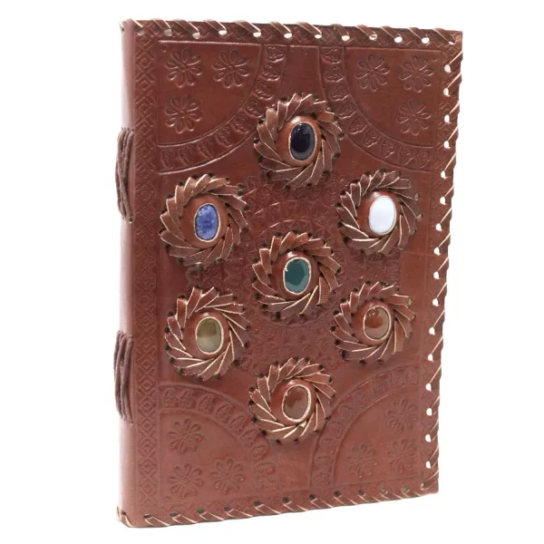 Leather Chakra Stone Notebook (6x9\") - Image 2
