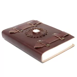 Leather Moonstone with Belts Notebook (6x4\")