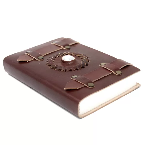 Leather Moonstone with Belts Notebook (6x4\")