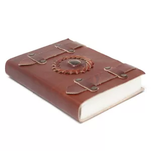 Leather Tigereye with Belts Notebook (6x4\")