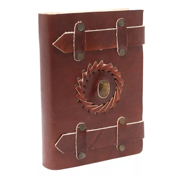 Leather Tigereye with Belts Notebook (6x4\") - Image 2