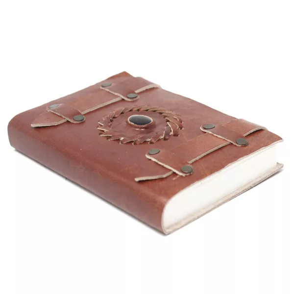 Leather Black Onyx with Belts Notebook (6x4\")