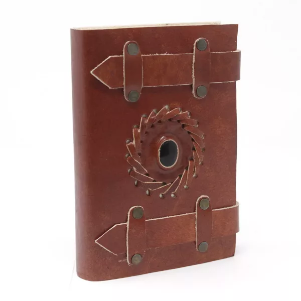 Leather Black Onyx with Belts Notebook (6x4\") - Image 2