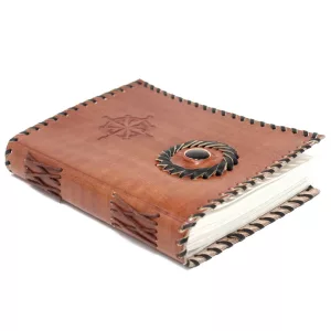 Leather Black onyx & Compas Notebook (7x5\")