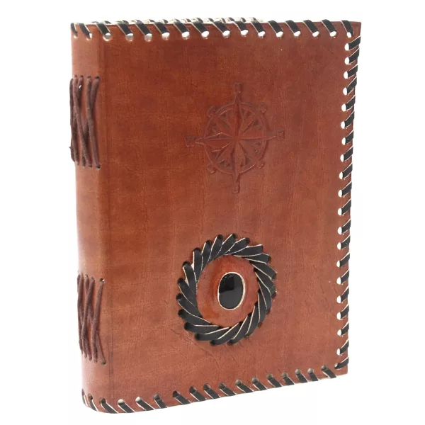 Leather Black onyx & Compas Notebook (7x5\") - Image 2