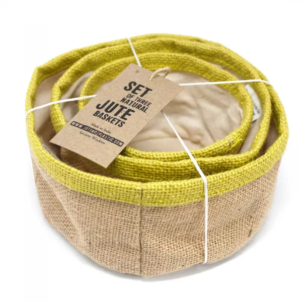 Set of 3 Natural Jute Baskets - Olive - Image 2