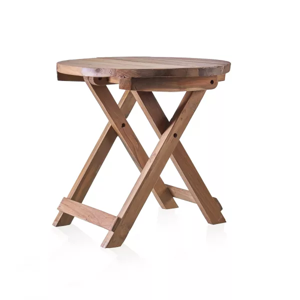 Round Folding Coffee Table - 50cm - Recycled Wood - Image 4