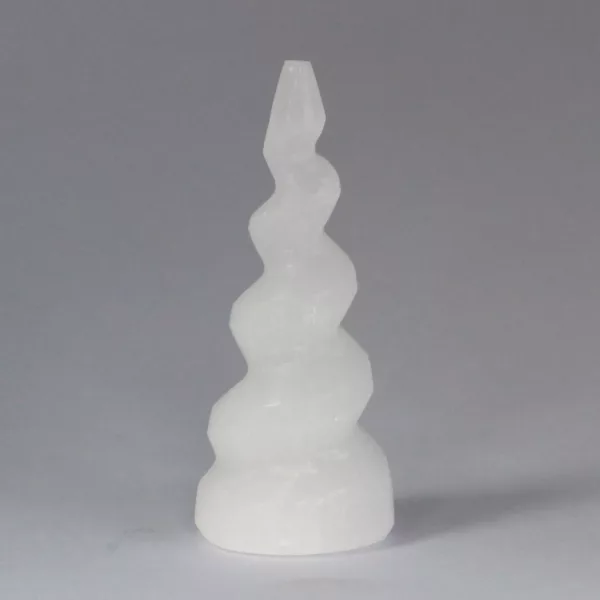 Selenite Spiral Unicorn Horn Tower - 10 cm - Image 2