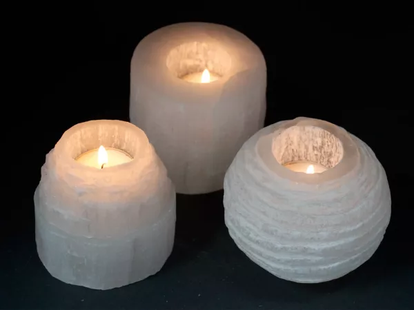 Selenite Snowball Candle Holder - 8 cm - Image 4