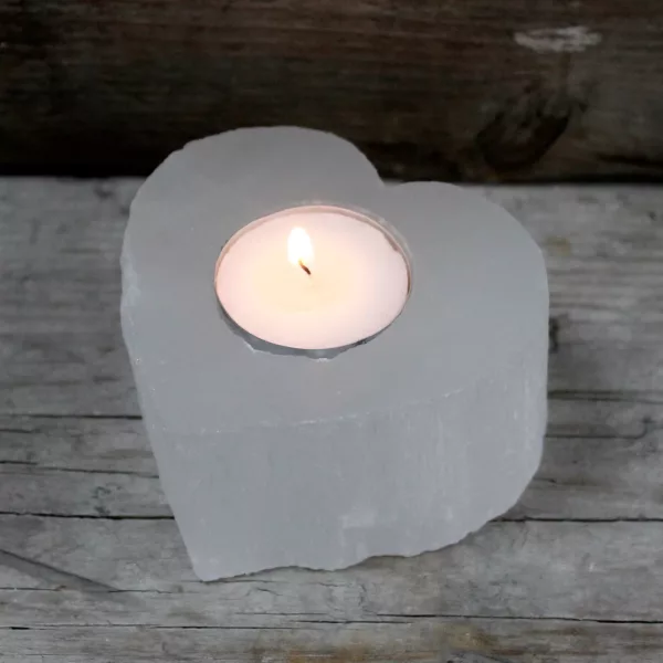 Selenite Heart Candle Holder - Image 2