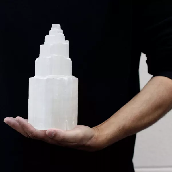 Natural Selenite Tower Lamp - 20 cm - Image 3