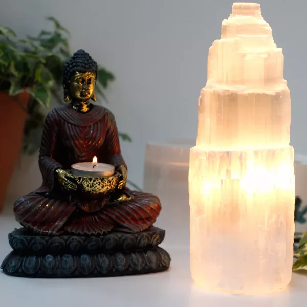 Natural Selenite Tower Lamp - 25 cm - Image 2